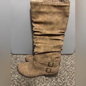 JustFab Brown Slouch Heeled Boots
